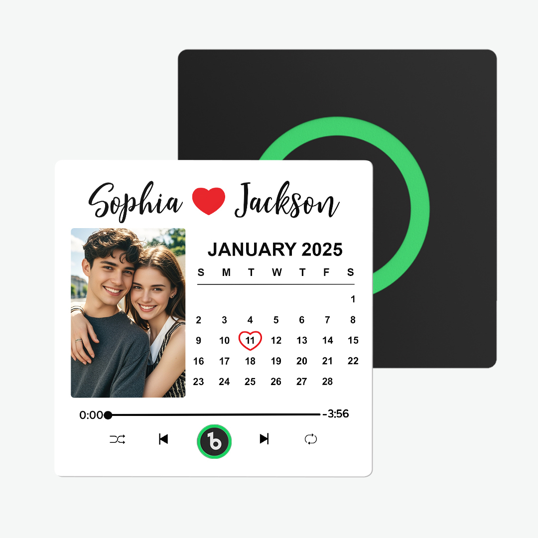 Custom Couple Photo Fridge Magnets Personalized First Dance Song Magnets Can Play Music Customizable Picture Fridge Magnets Anniversary Home Decor for Wife Husband Valentine's Day Gifts - 