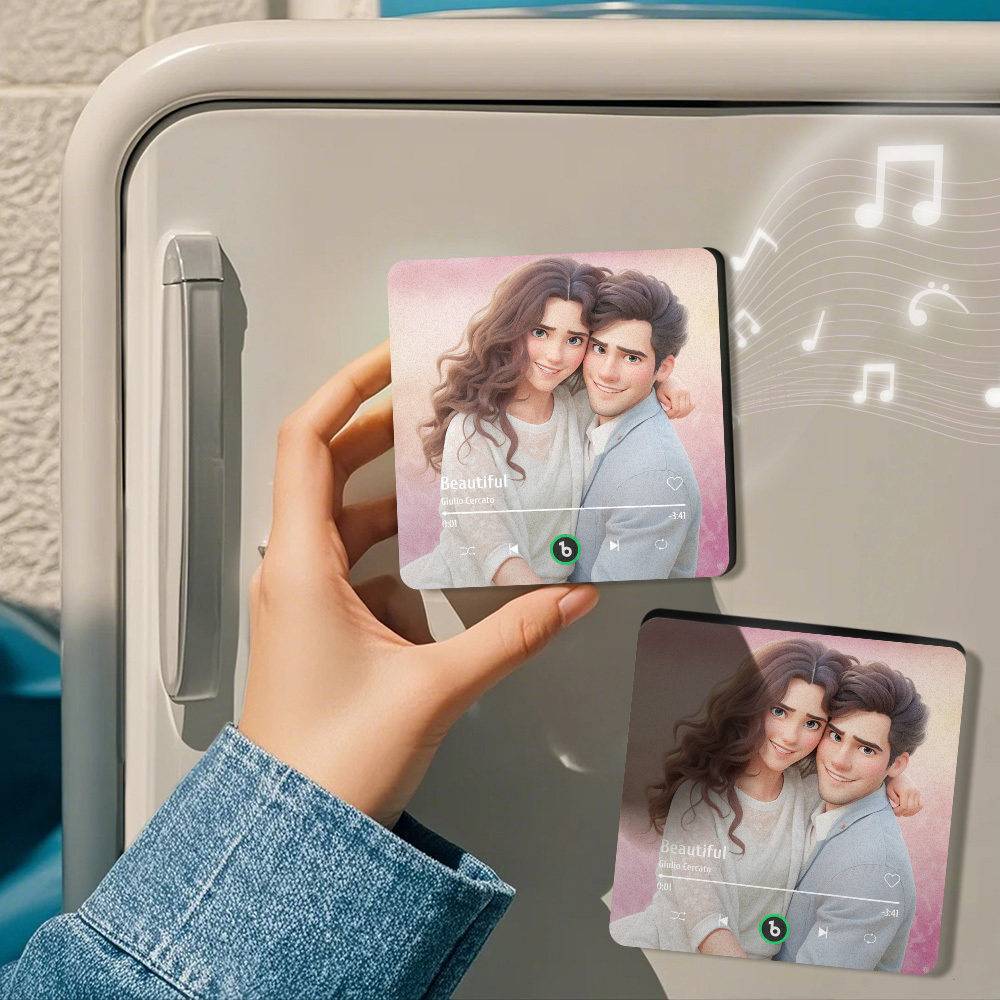 Custom Cartoon Couple Refrigerator Magnet Stickers Gifts for Her - 