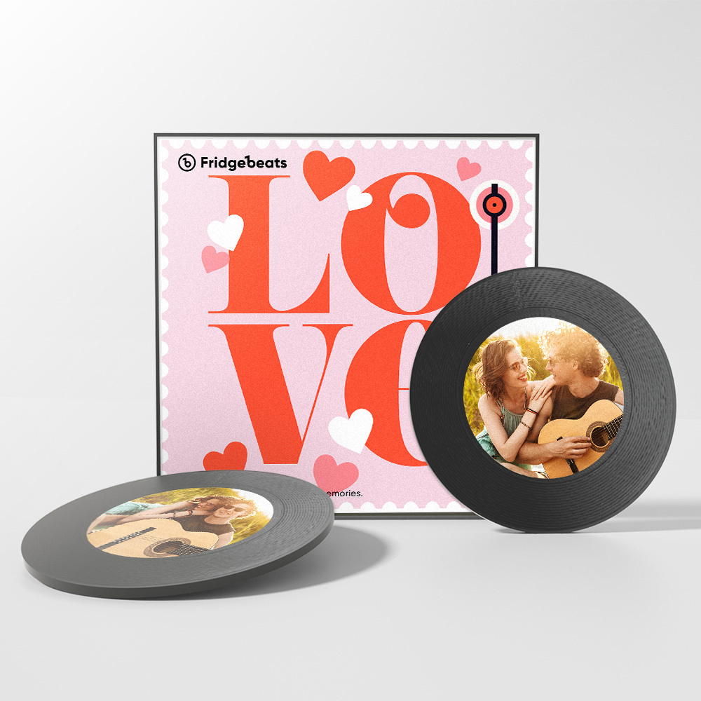 Custom Music And Photo Fridge Magnet for Couple Supports NFC Functionality LOVE - 