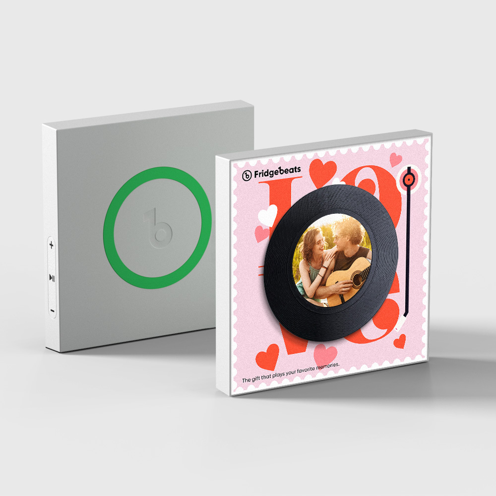 Custom Music And Photo Fridge Magnet for Couple Supports NFC Functionality LOVE - 