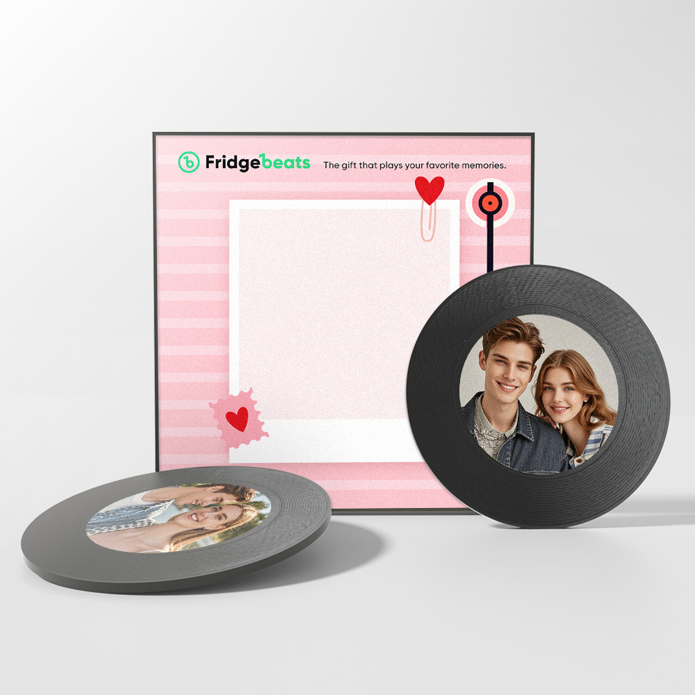 Custom Music and Photo Fridge Magnet NFC Song Fridge Magnets Pink Gifts for Couple - 