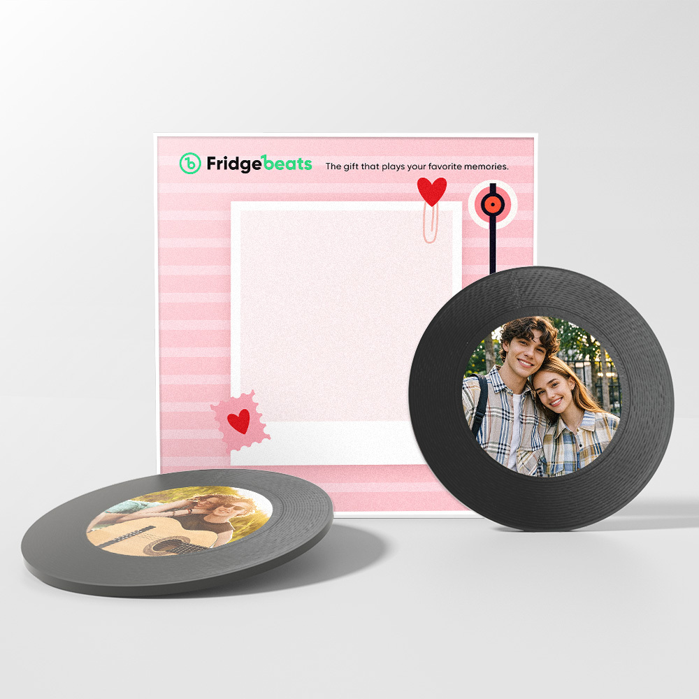 Custom Music and Photo Fridge Magnet NFC Song Fridge Magnets Pink Gifts for Couple - 