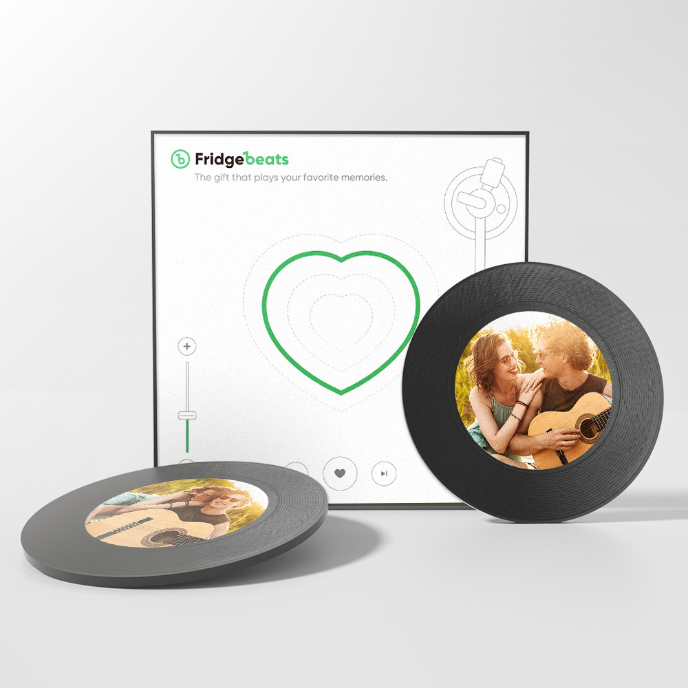 Custom Music Fridge Magnet With Photo NFC Functionality Gifts for Couple - Heart - 