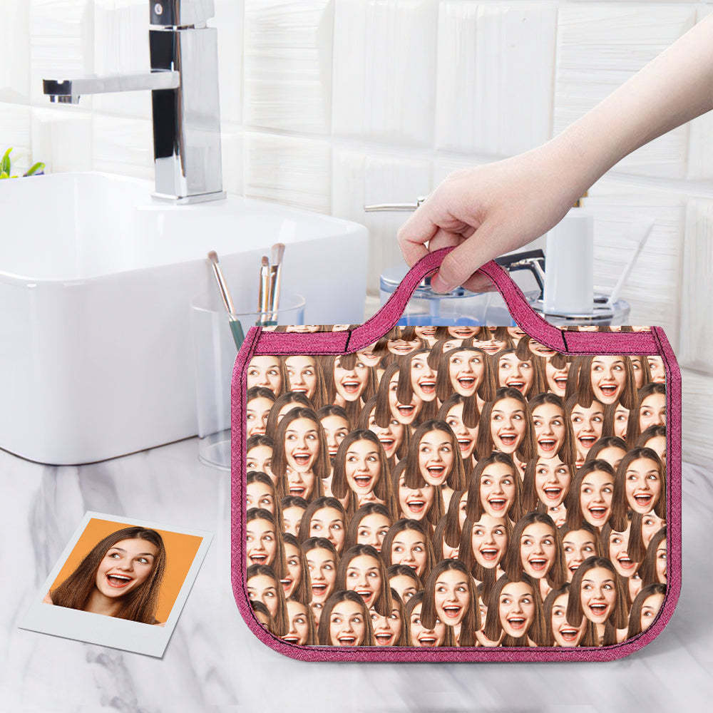 Custom Face Hanging Toiletry Bag Personalized Cosmetic Makeup Travel Organizer for Men and Women - 