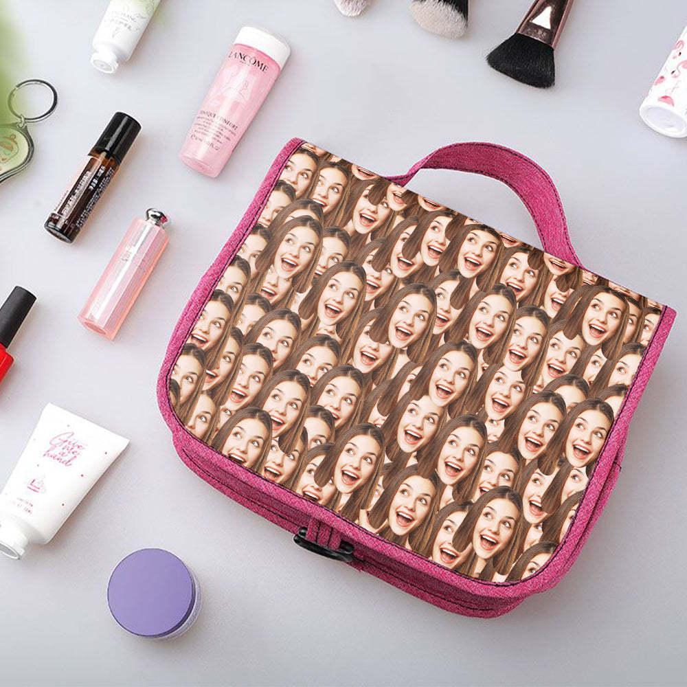 Custom Face Hanging Toiletry Bag Personalized Cosmetic Makeup Travel Organizer for Men and Women - 