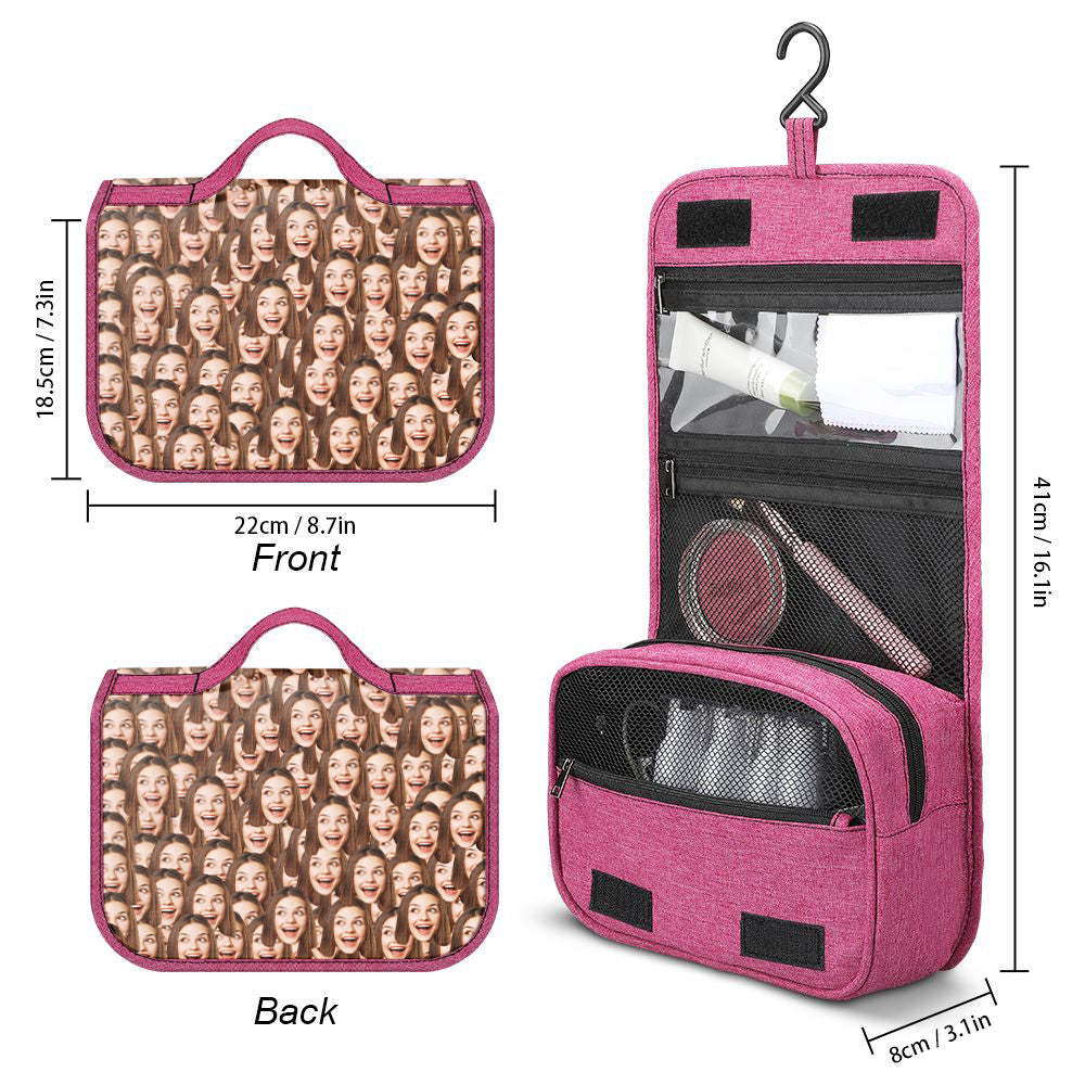 Custom Face Hanging Toiletry Bag Personalized Cosmetic Makeup Travel Organizer for Men and Women - 