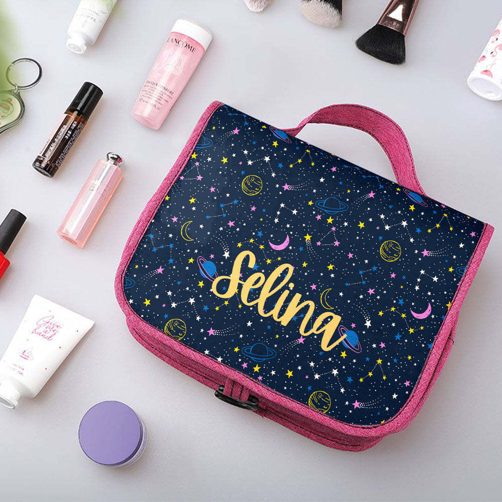 Custom Hanging Toiletry Bag Personalized Starry Sky Cosmetic Makeup Travel Organizer for Men and Women - 