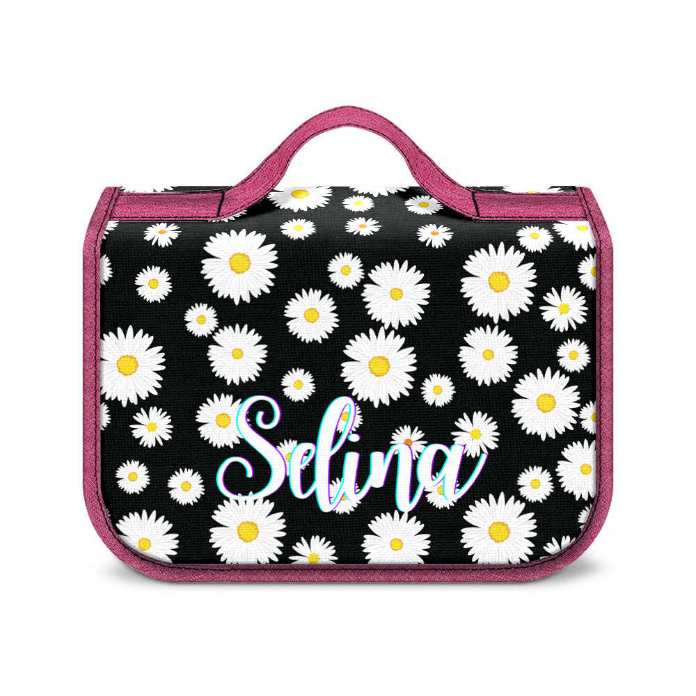 Custom Hanging Toiletry Bag Personalized Little Daisy Cosmetic Makeup Travel Organizer for Men and Women - 