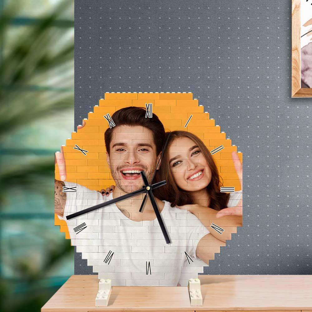 Custom Building Block Wall Clock Personality Puzzle Custom Photo Pointer Brick Clock - MyCustomBrickheadz