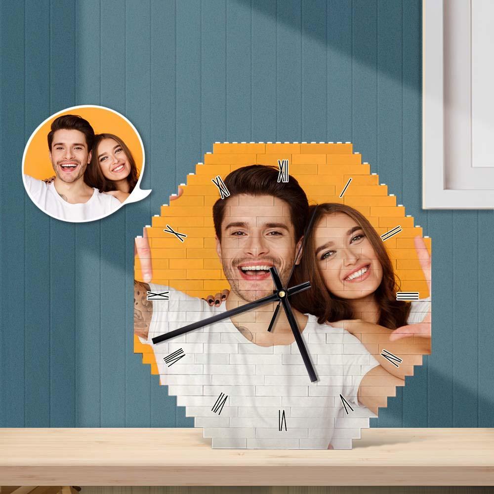 Custom Building Block Wall Clock Personality Puzzle Custom Photo Pointer Brick Clock - MyCustomBrickheadz