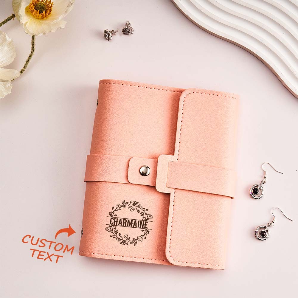 Custom Engraved Earring Storage Bag Multifunctional Personalized Travel Jewelry Organizer Gift for Her - 