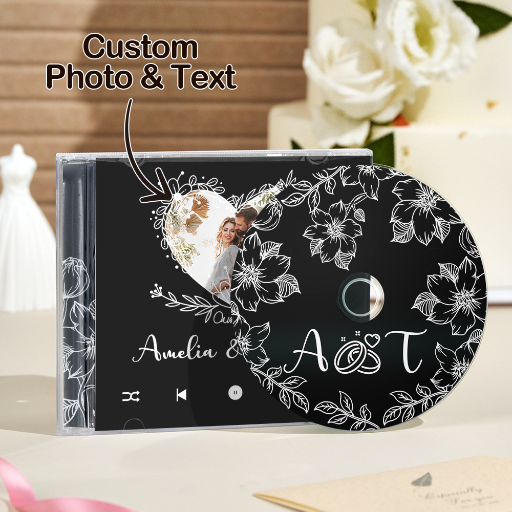 Custom Photo CD & Jewel Case CD Mixtape Music Gift With Custom 5/10/16 Songs Wedding Gift - 