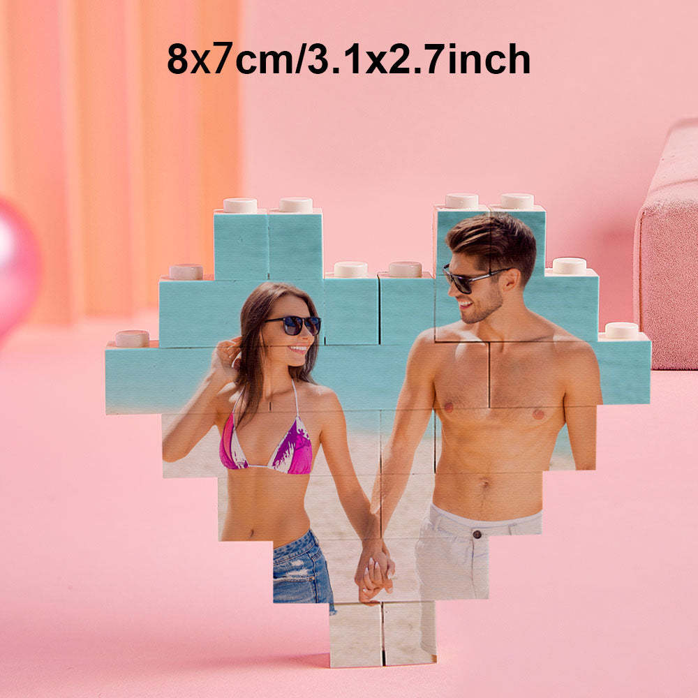 Custom Photo Building Brick Personalized Music Code Block Heart Shaped Photo Block Gifts for Her - MyCustomBrickheadz