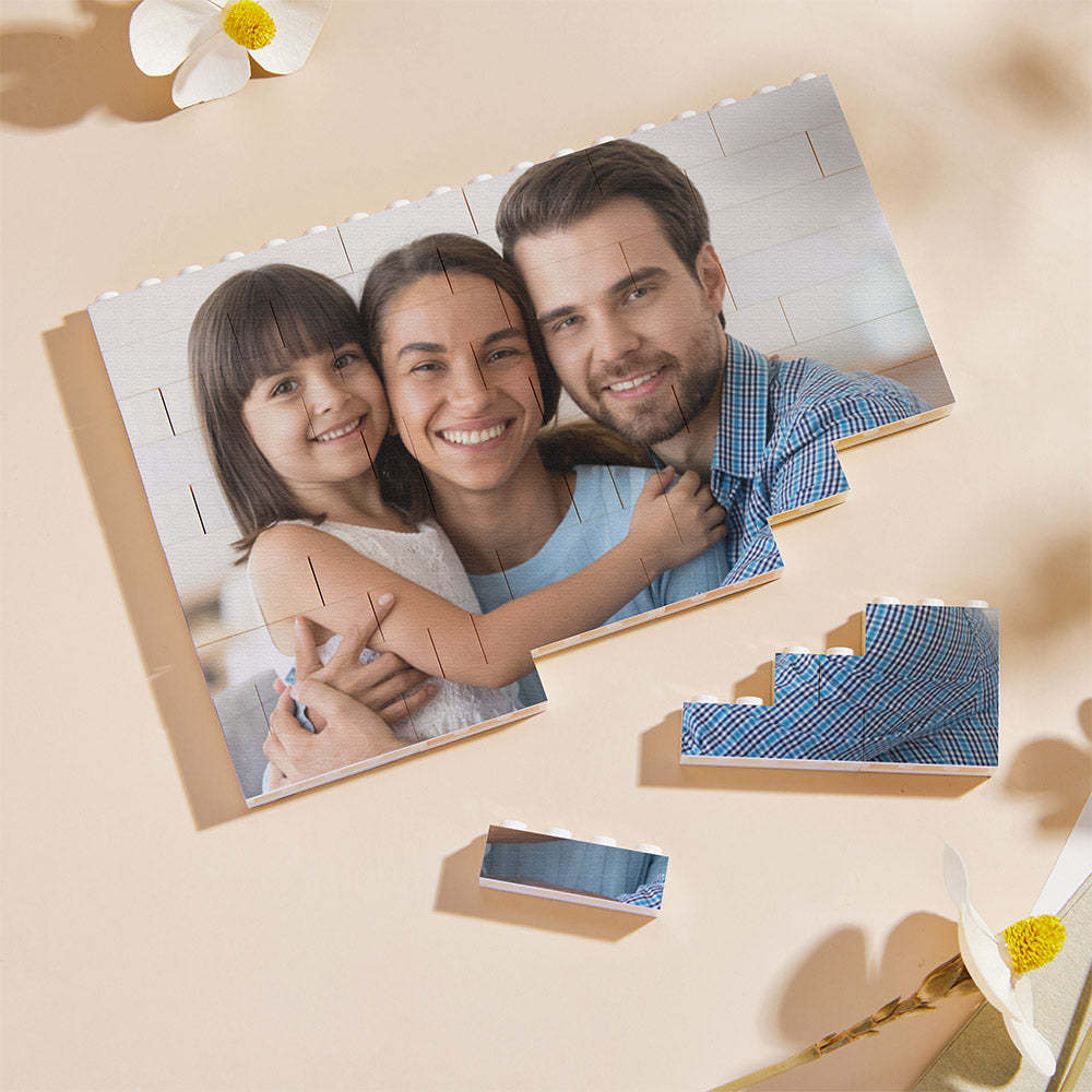 Personalized Horizontal Multicolor Building Bricks Photo Block Christmas Gifts - 