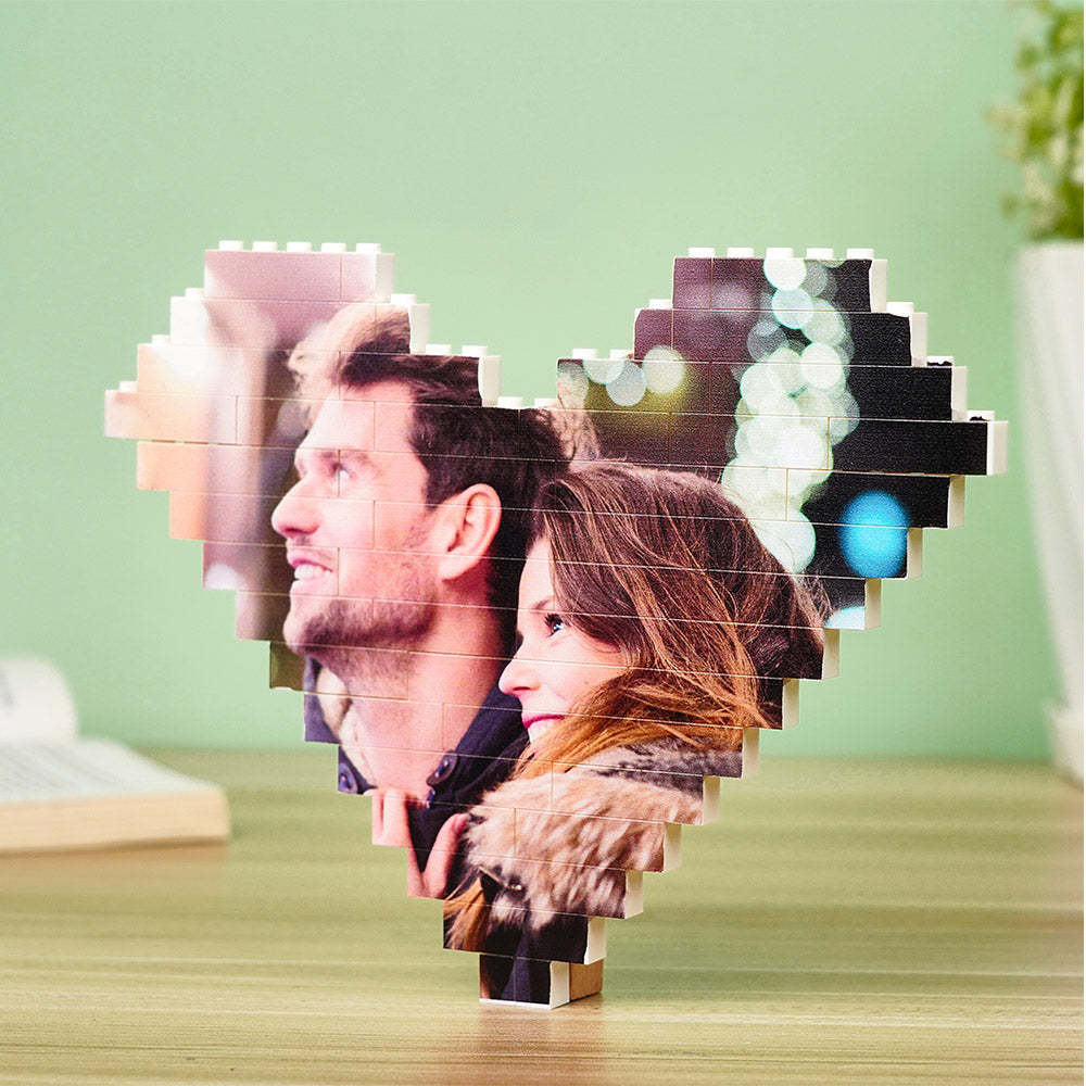 Valentine's day gifts Custom Building Brick Personalised Photo Block Heart Shaped - 
