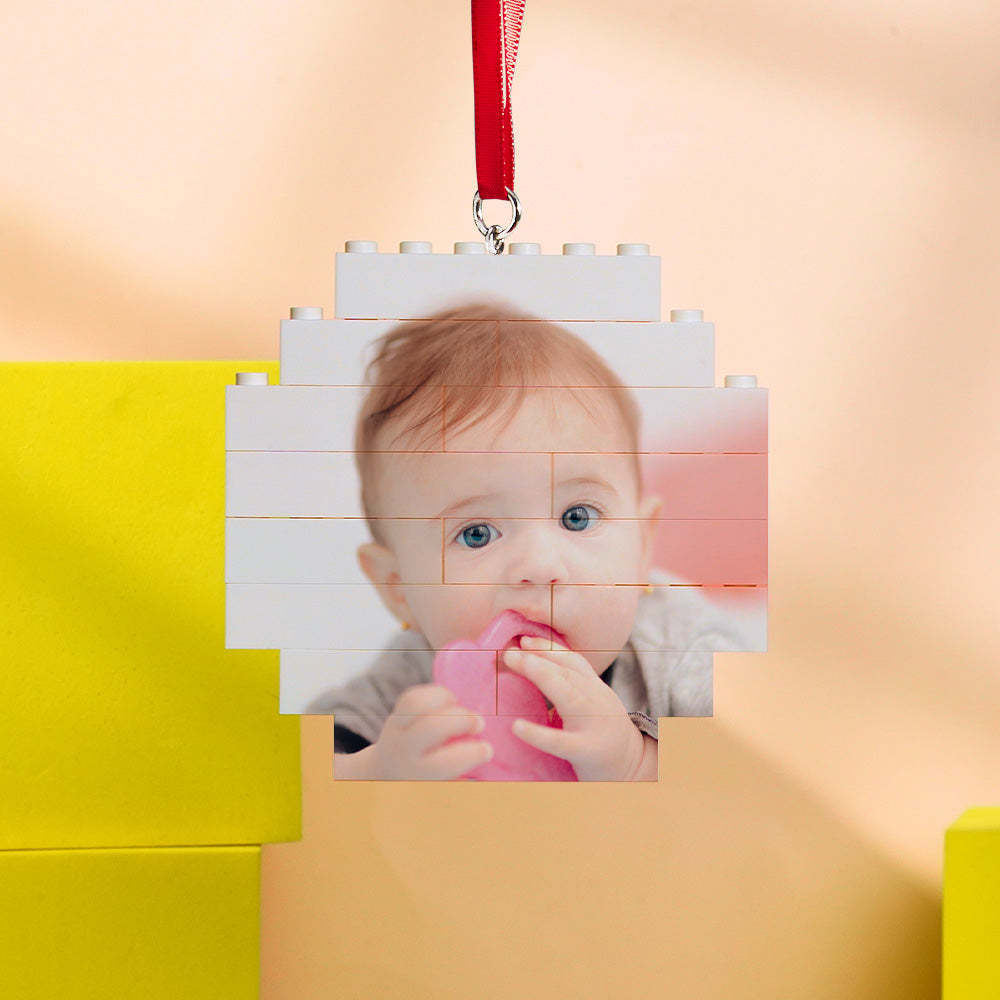 Custom Photo Block Building Bricks Octagon Shape Christmas Ornament - 