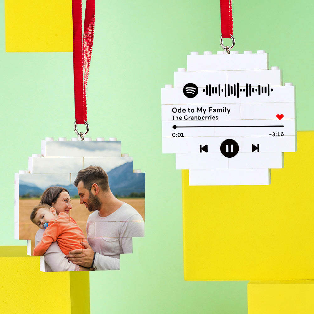 Custom Photo Block Building Bricks Octagon Shape Christmas Ornament - 