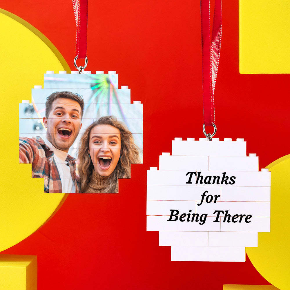 Custom Photo Block Building Bricks Octagon Shape Christmas Ornament - 