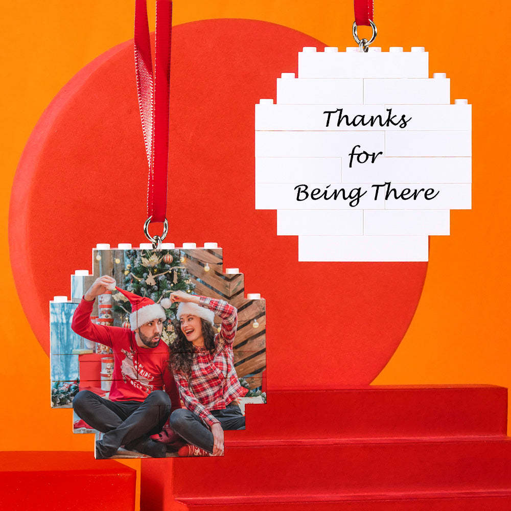Custom Photo Block Building Bricks Octagon Shape Christmas Ornament - 