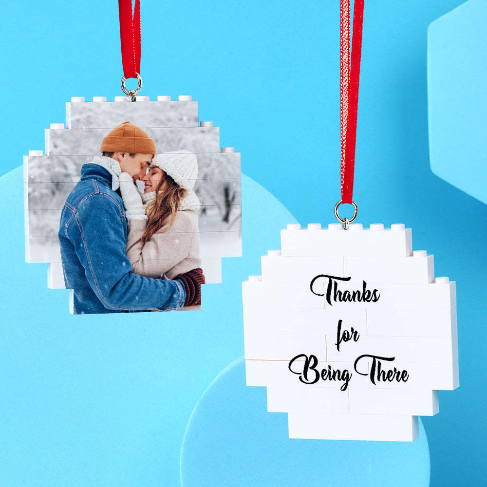 Custom Photo Block Building Bricks Octagon Shape Christmas Ornament - 