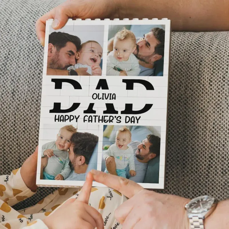 Custom Photo Brick Puzzle Frame – Build Gentle Love, A Meaningful Gift for Dad & Father's Day - 