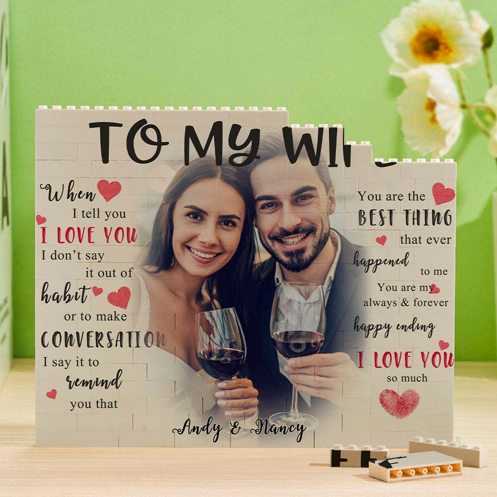 Custom Photo and Name Building Block Brick To My Wife - MyCustomBrickheadz
