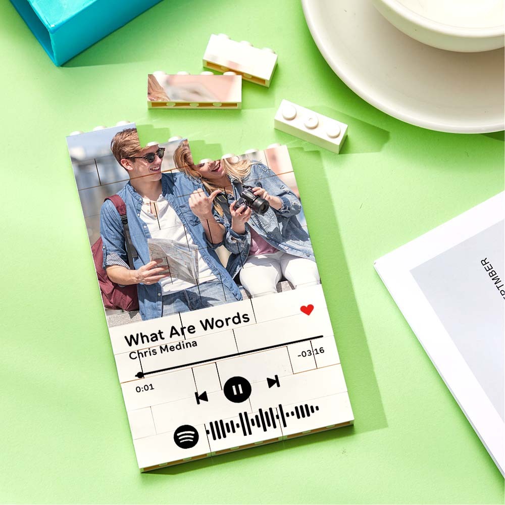 Personalised Photo Building Block Custom Music Code Gifts for Him - MyCustomBrickheadz