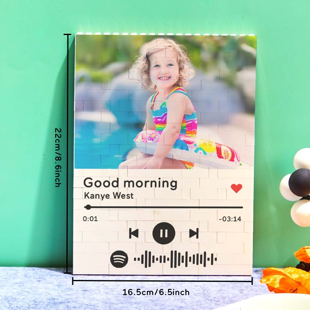 Personalised Photo Building Block Custom Music Code Gifts for Him - MyCustomBrickheadz
