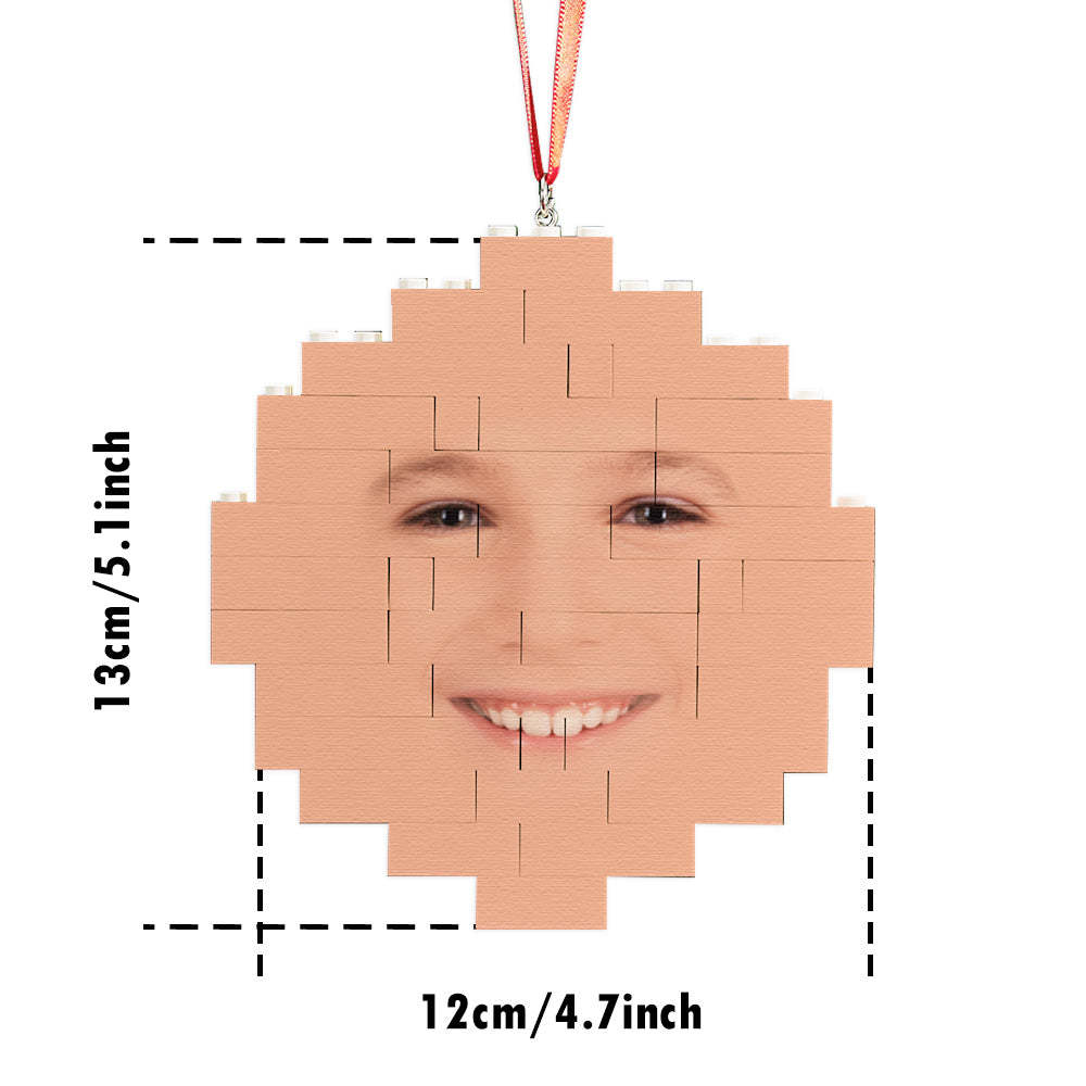 Custom Face Block Puzzle Christmas Ornament Personalised Building Brick - 