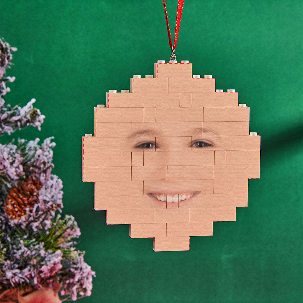 Custom Face Block Puzzle Christmas Ornament Personalised Building Brick - 