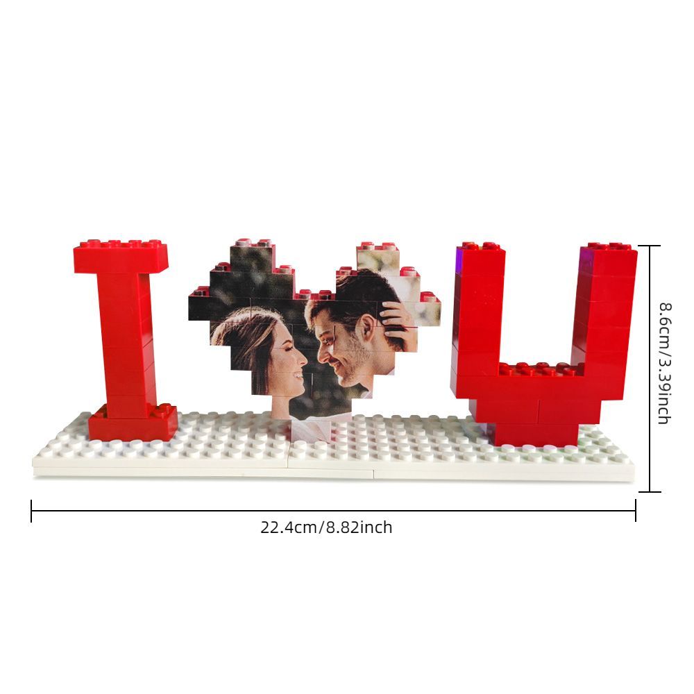 Custom Building Brick Photo Block Personalised I Love You Brick Puzzles Gifts for Lovers - 