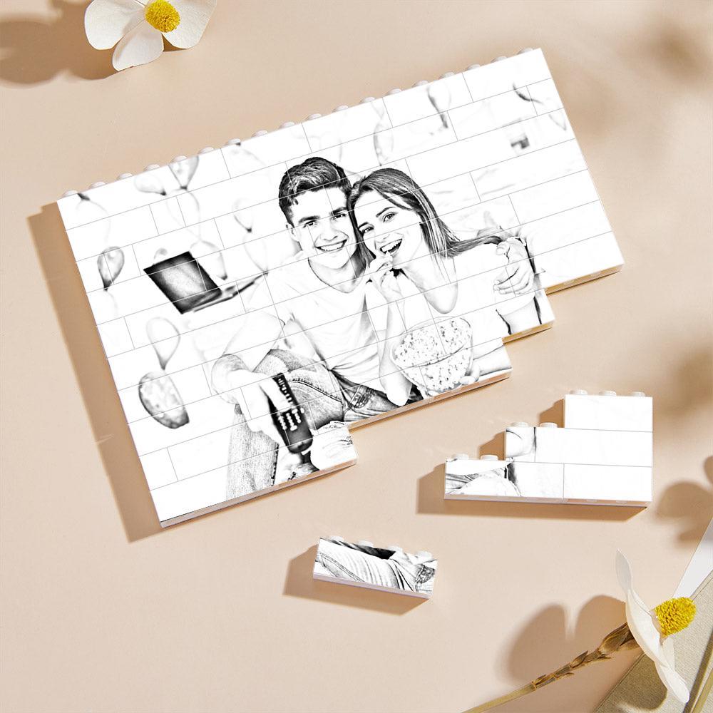 Custom Photo Engraved Effect Building Blocks For Lovers White And Black Color - MyCustomBrickheadz