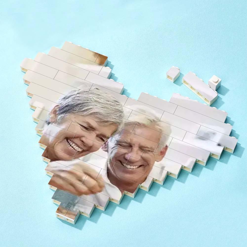 Custom Building Brick Puzzle Personalized Heart Shaped Engraving Photo Block Gift For Anniversary - MyCustomBrickheadz