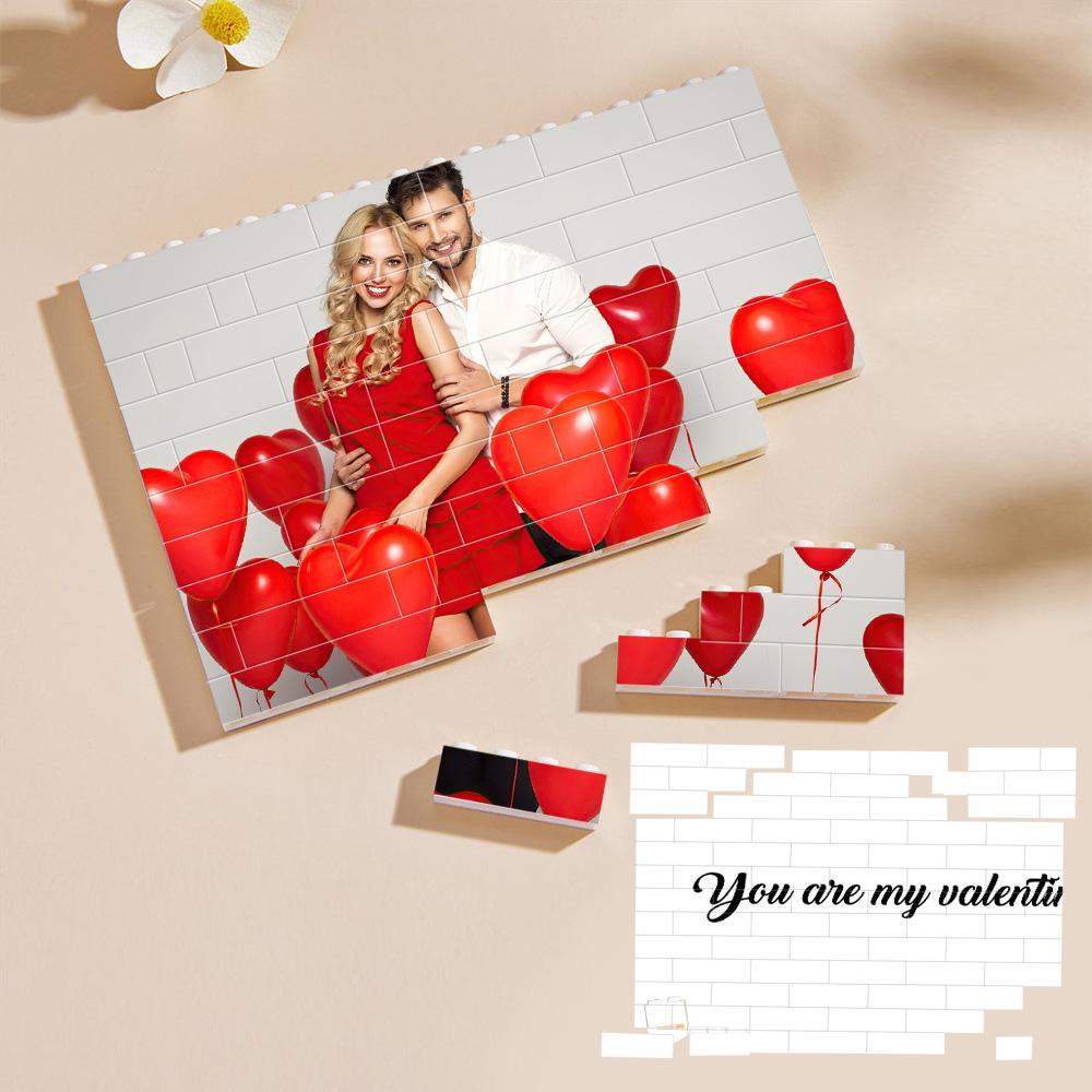 Personalized Building Brick Custom Photo & Text Block Square Shape Gift for Couples - MyCustomBrickheadz