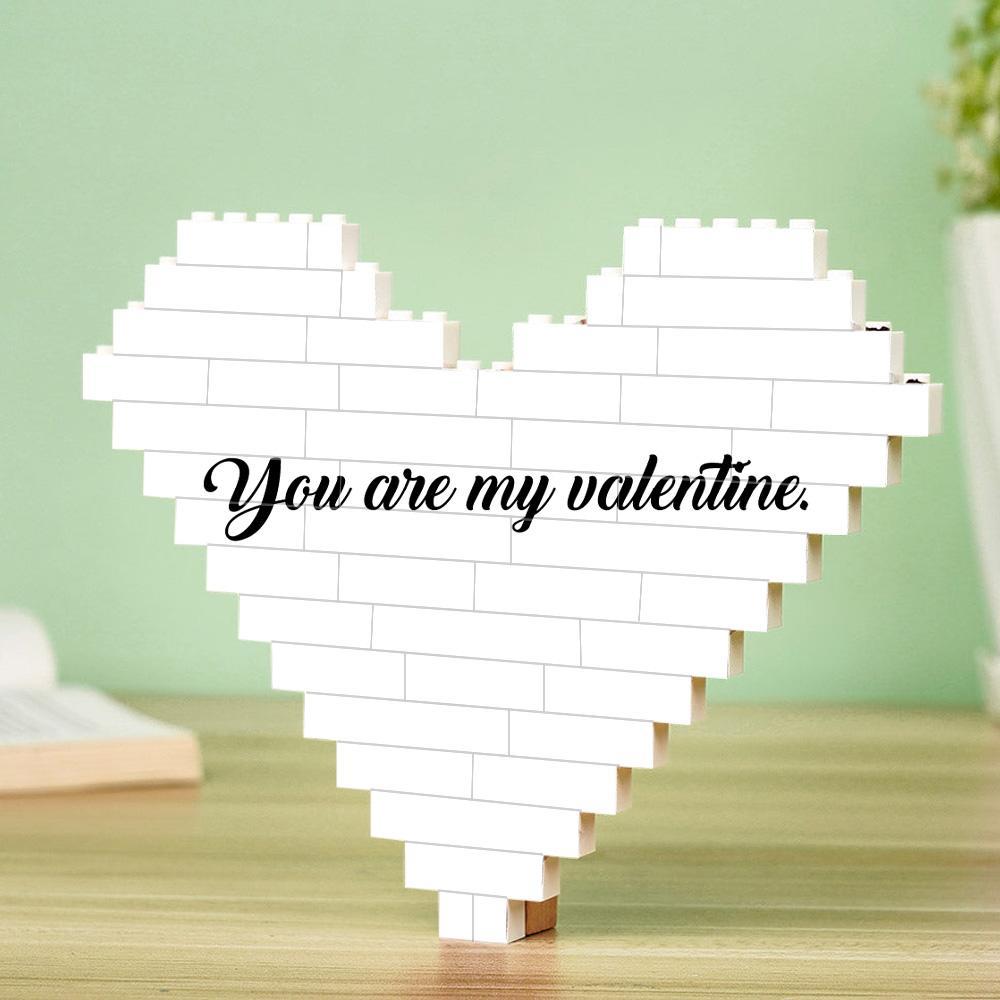 Custom Building Brick Puzzle Personalized Heart Shaped Photo & Text Block Gift for Couples - MyCustomBrickheadz