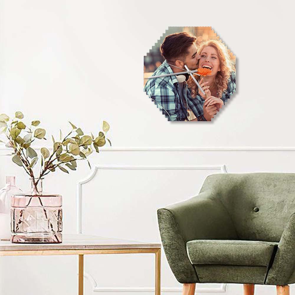 Custom Building Blocks Wall Clock Personalized Puzzle Custom Photo Brick Clock Couple Gift - MyCustomBrickheadz