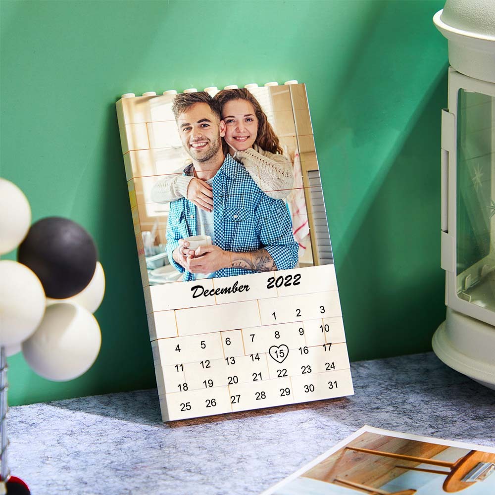 Personalised Photo Building Block Custom Calendar Important Date Gifts for Him - 