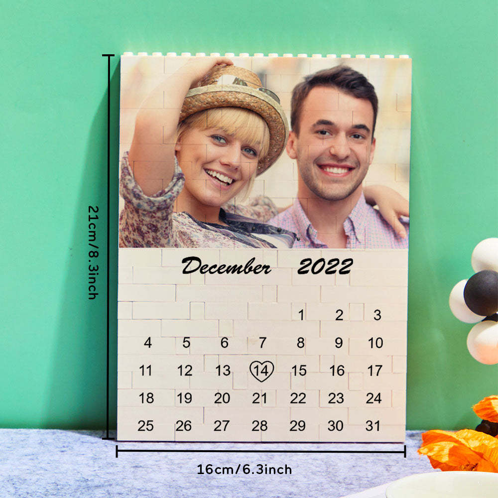 Personalised Photo Building Block Custom Calendar Important Date Gifts for Him - 