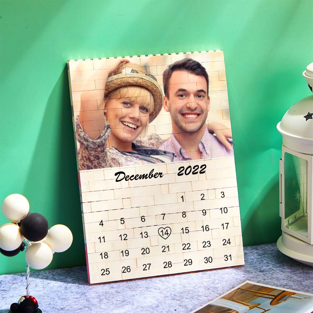 Personalised Photo Building Block Custom Calendar Important Date Gifts for Him - 