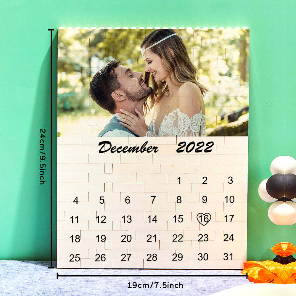 Personalised Photo Building Block Custom Calendar Important Date Gifts for Him - 
