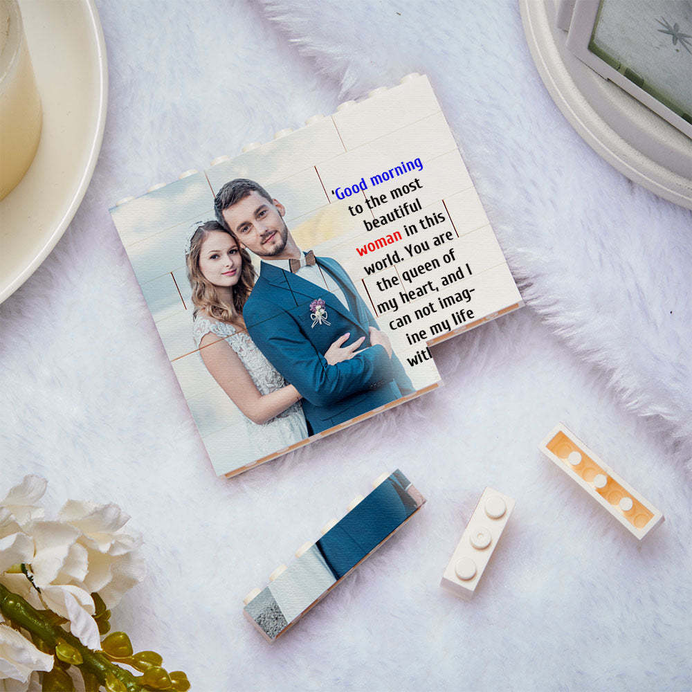 Personalised Building Bricks Square Photo Block Frame Gifts for Her - 