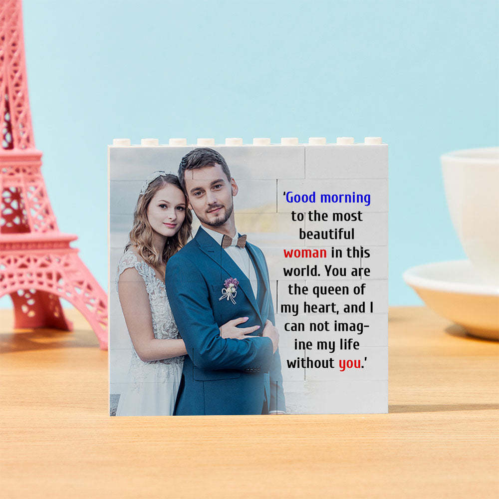 Personalised Building Bricks Square Photo Block Frame Gifts for Her - 