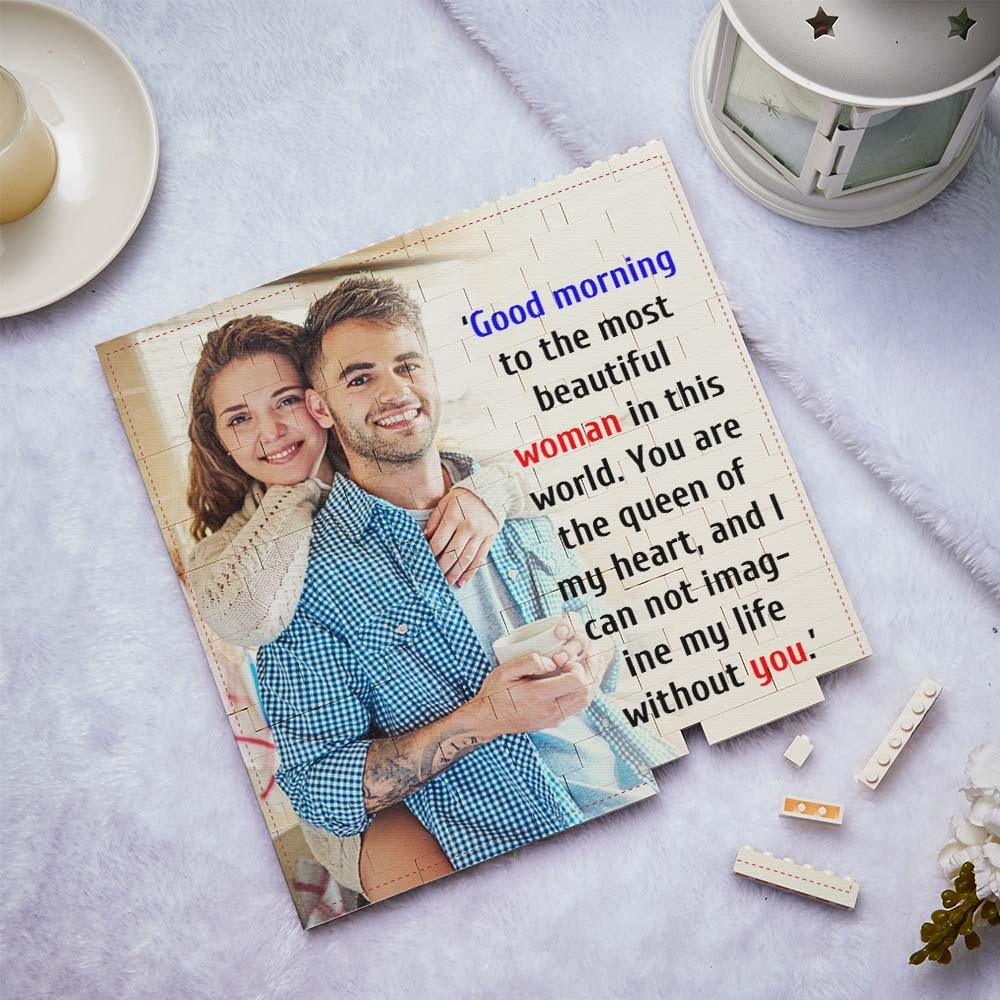 Personalised Building Bricks Square Photo Block Frame Gifts for Her - 
