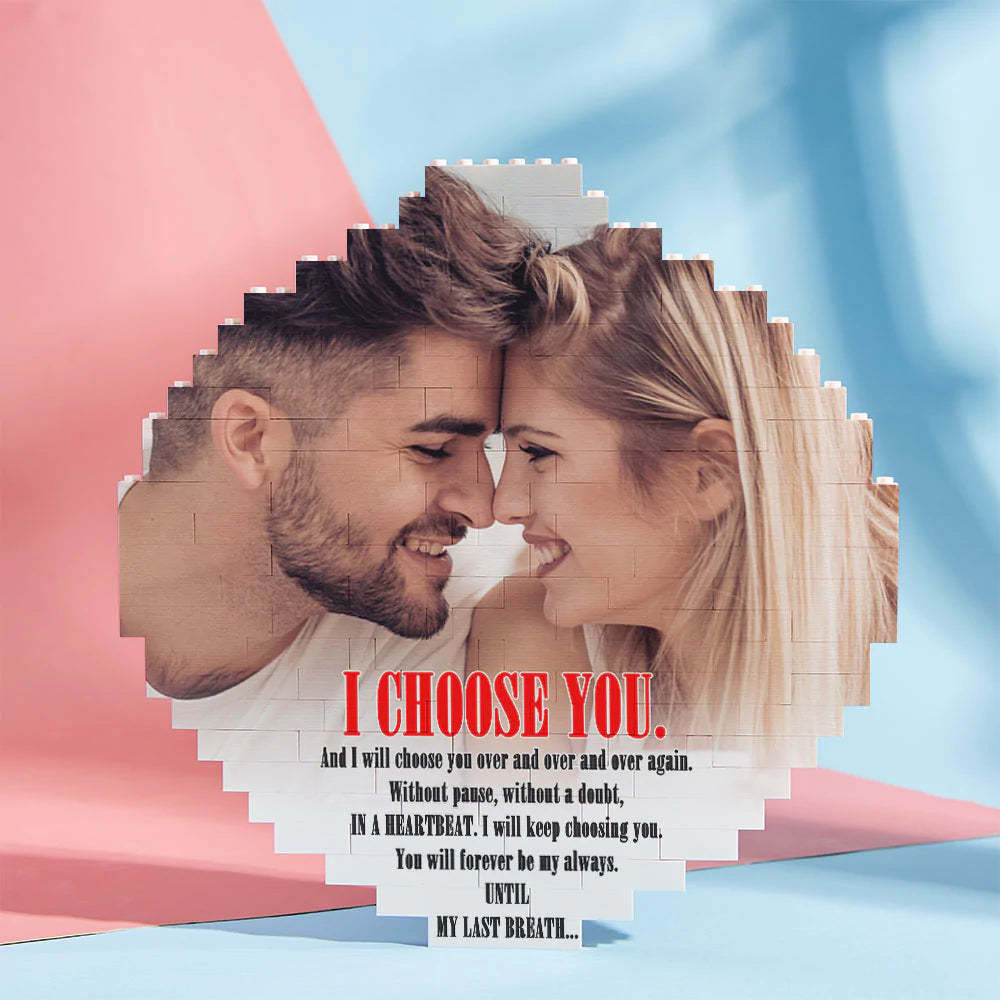 Custom Personalised Brick Round Building Photo Block Frame I Choose You - 