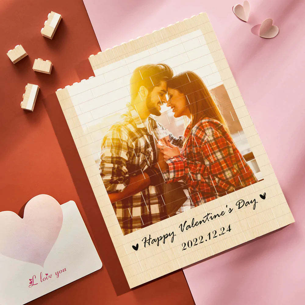 Custom Building Block Puzzle Vertical Building Photo Brick Happy Valentine's Day - 