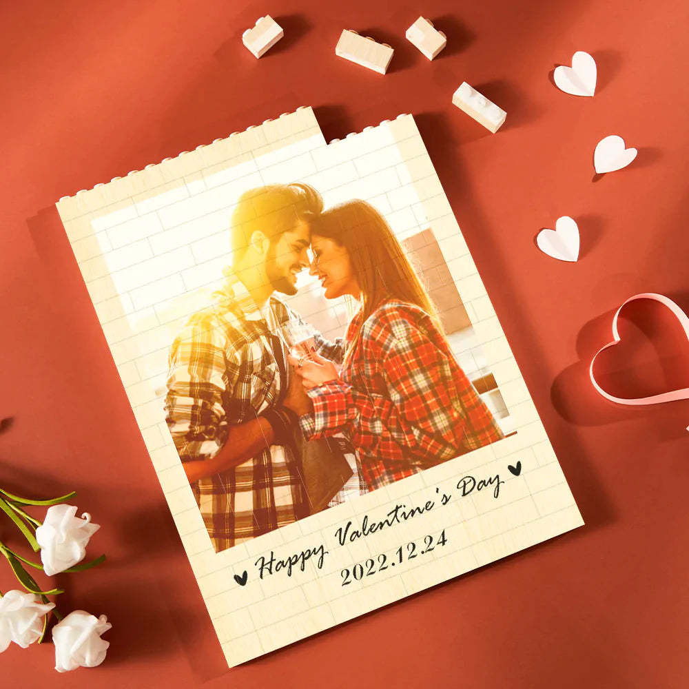 Custom Building Block Puzzle Vertical Building Photo Brick Happy Valentine's Day - 