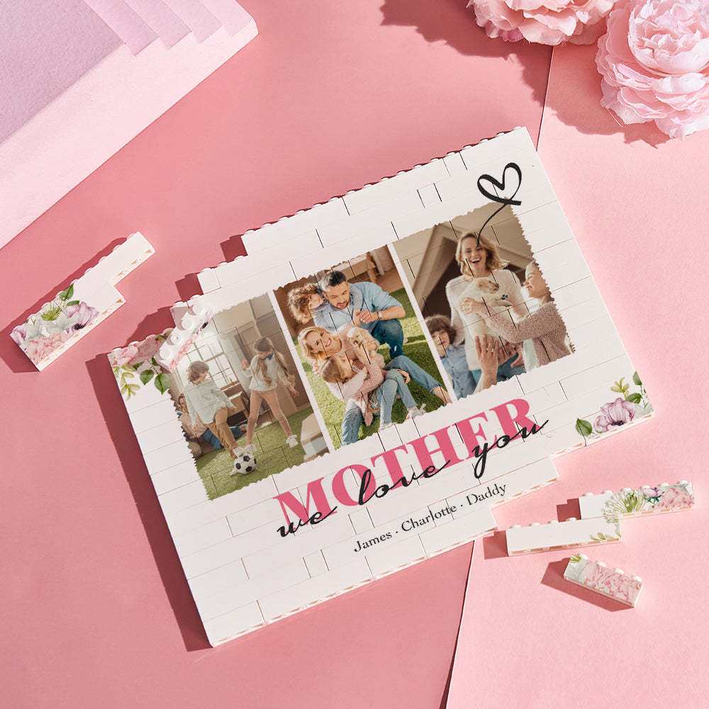 Personalized Horizontal Building Brick Custom Photo Block Mother We Love You - 