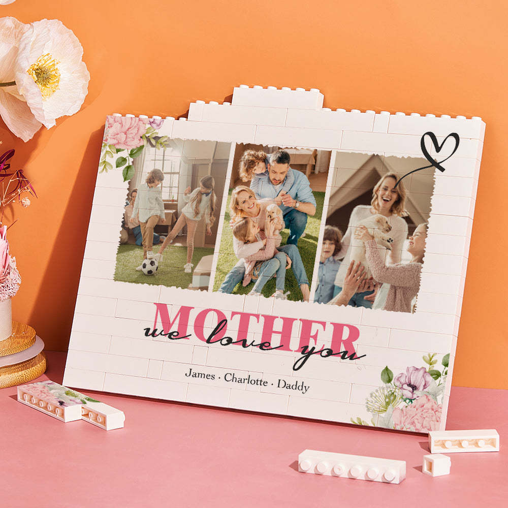 Personalized Horizontal Building Brick Custom Photo Block Mother We Love You - 