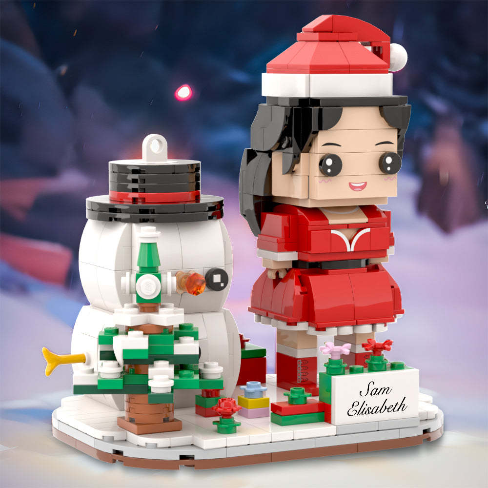 Funny Christmas Gfits Personalized Brick Figures with Christmas Base and Soowman - MyCustomBrickheadz