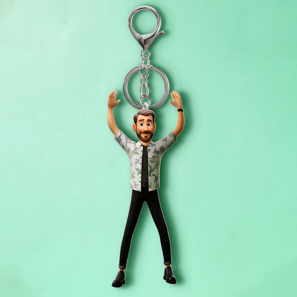 Custom Cartoon Face Twistable Keychain/Bag Charm Personalized Doll Keychain Custom Head-Only Mini Me Hilarious Character for Daily Carry - 